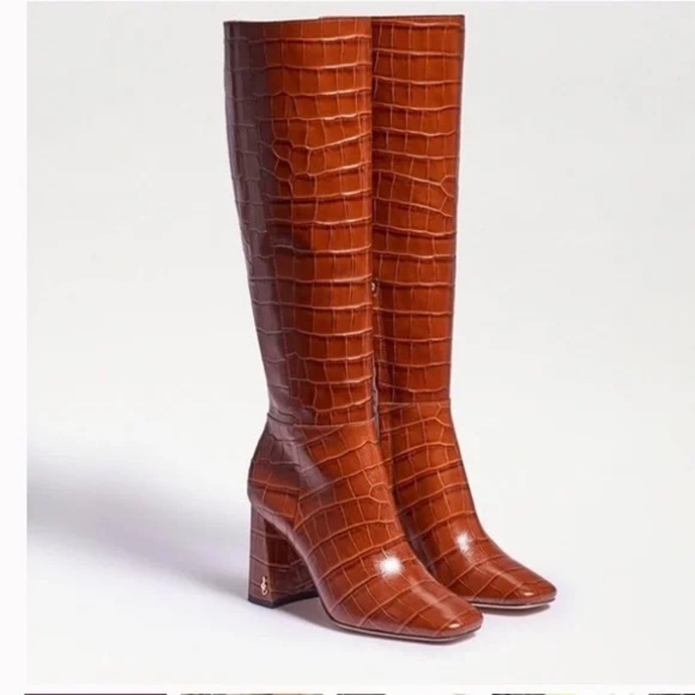 Sam Edelman Croc-Embossed Knee-High Boots